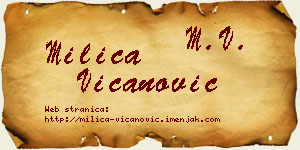 Milica Vicanović vizit kartica